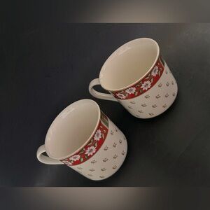 Kobe (2) Tea cup Charlton Hall Christmas holiday horn  3" 6 oz
